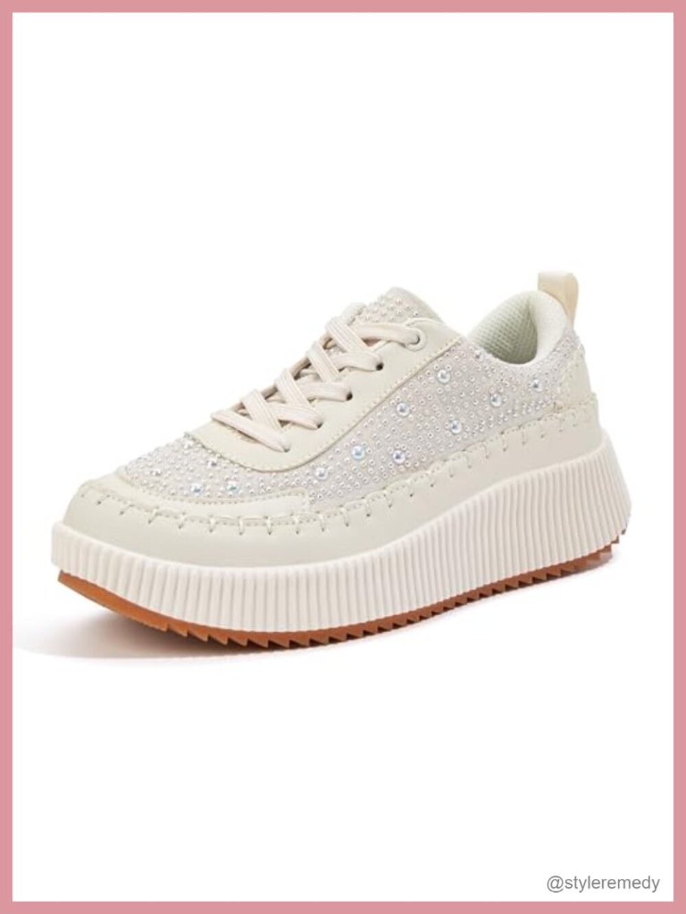 Woven Platform Sneakers Women's Tennis Walking Shoes 2.2 Inch Heel Lace-Up